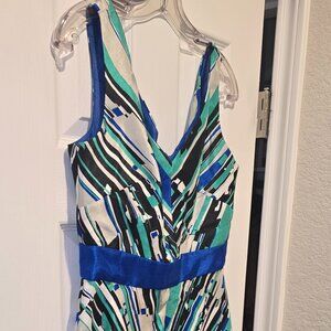 Danny & Nicole Green and Blue Size 8 Dress